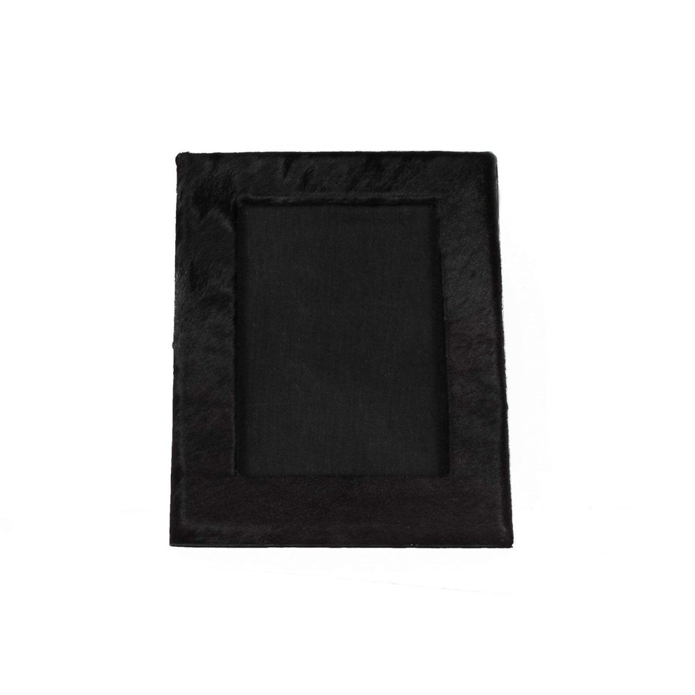 5" x 7" Black Cowhide Hanging &amp; Tabletop Picture Frame with Mat