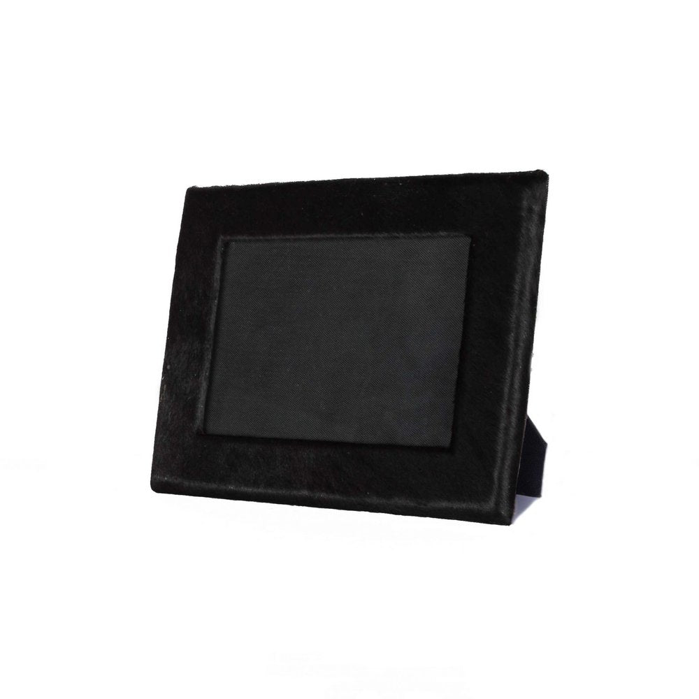 5" x 7" Black Cowhide Hanging &amp; Tabletop Picture Frame with Mat