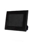 5" x 7" Black Cowhide Hanging & Tabletop Picture Frame with Mat