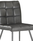 Set of Two Tufted Gray And Silver Upholstered Faux Leather Dining Side Chairs
