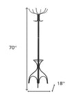 18" X 18" X 70" Black  Metal  Coat Rack