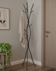 74" Black Metal Modern Tree Branch Coat Rack