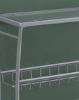 42" Clear and Silver Glass and Metal Console Table With Shelf