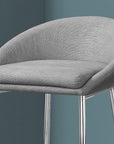 Set of Two 30" Gray And Silver Fabric And Metal Low Back Bar Chairs