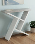 36" Gray and White Abstract Console Table With Shelves