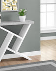 36" Gray and White Abstract Console Table With Shelves