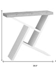 36" Gray and White Abstract Console Table With Shelves