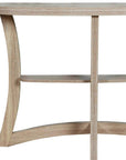 47" Taupe Half Moon Three Leg Console Table With Shelves