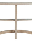 47" Taupe Half Moon Three Leg Console Table With Shelves