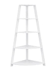 White Wood Four Tier Corner Bookcase