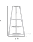 White Wood Four Tier Corner Bookcase