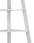 White Wood Four Tier Corner Bookcase
