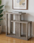 32" Taupe Free form Floor Shelf Console Table With Storage