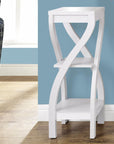 32" White Wood Square End Table With Two Shelves