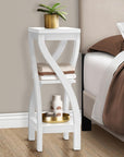 32" White Wood Square End Table With Two Shelves