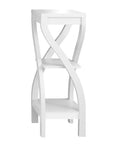 32" White Wood Square End Table With Two Shelves