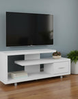 60" Dark Brown Cabinet Enclosed Storage TV Stand