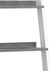 69" Gray and White Wood Ladder Bookcase With Two drawers