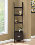 Brown Wood Four Tier Ladder Bookcase