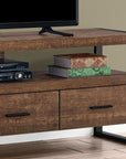 59" Brown and Black Cabinet Enclosed Storage TV Stand