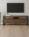 59" Brown and Black Cabinet Enclosed Storage TV Stand