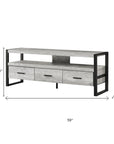 59" Black and Gray Cabinet Enclosed Storage TV Stand