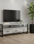 59" Black and Gray Cabinet Enclosed Storage TV Stand