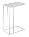 18.25" X 10.25" X 24" White Metal Tempered Glass Accent Table