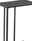 18.25" X 10.25" X 24" Black Metal Tempered Glass Accent Table