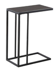 18.25" X 10.25" X 24" Black Metal Tempered Glass Accent Table