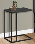 18.25" X 10.25" X 24" Black Metal Tempered Glass Accent Table