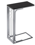 16" X 9" X 24.5" Blacksilver Mdf And Metal Accent Table