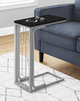 16" X 9" X 24.5" Blacksilver Mdf And Metal Accent Table