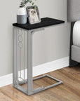 16" X 9" X 24.5" Blacksilver Mdf And Metal Accent Table