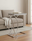 18.25" X 10.25" X 25" White Mdf Metal Accent Table