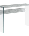 44" Gray And Clear Solid Console Table