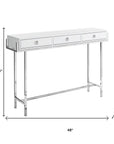 48" White and Silver Console Table And Drawers