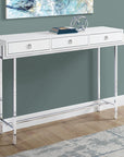 48" White and Silver Console Table And Drawers