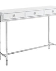 48" White and Silver Console Table And Drawers