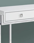 48" White and Silver Console Table And Drawers