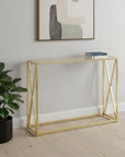 42" Clear And Gold Glass Frame Console Table