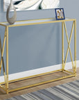 42" Clear And Gold Glass Frame Console Table