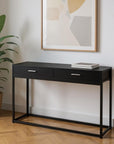 48" Black Frame Console Table And Drawers