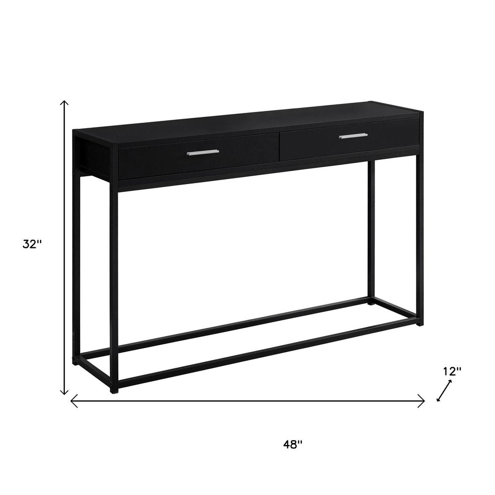 48" Black Frame Console Table And Drawers