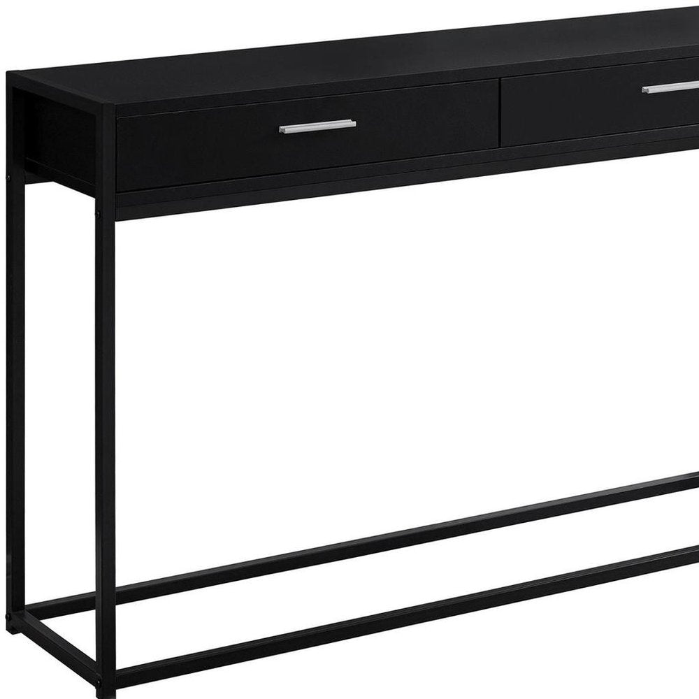 48" Black Frame Console Table And Drawers
