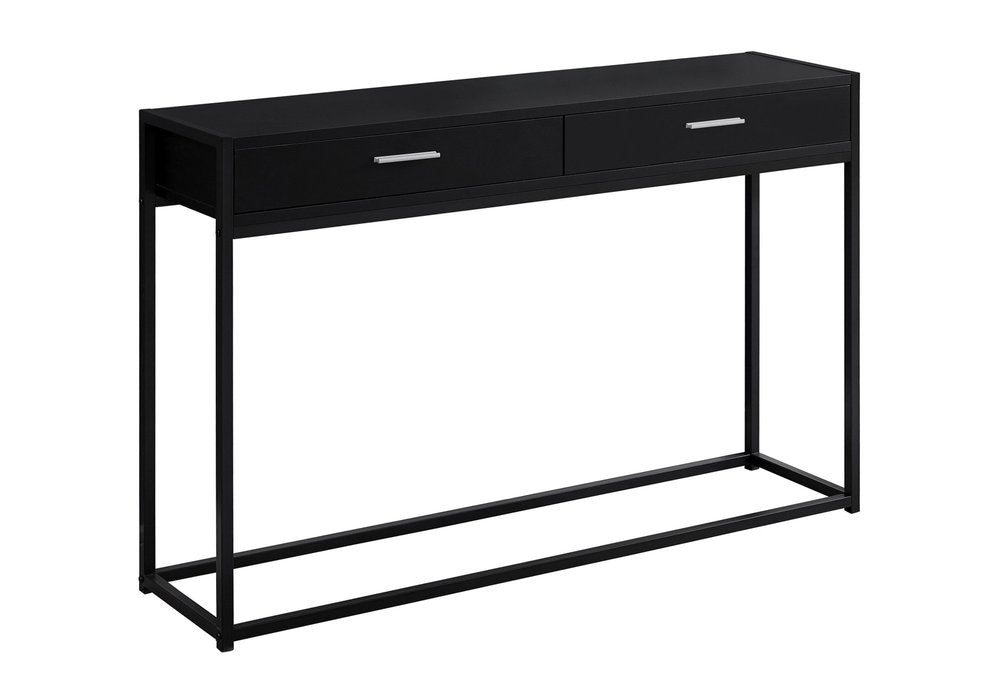 48" Black Frame Console Table And Drawers