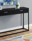 48" Black Frame Console Table And Drawers