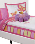 White Solid Wood Twin Upholstered Faux Leather Bed Frame