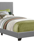 Solid Wood Twin Gray Upholstered Faux Leather Bed
