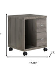 17.75" X 17.75" X 23" Dark Taupe Particle Board Hollow Core 2 Drawers  Office Cabinet